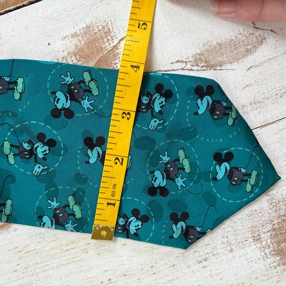DISNEY CHANNEL Vintage silk neck tie Mickey Mouse cartoon aqua teal RARE 90s EUC - Picture 9 of 9